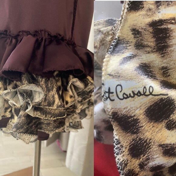 ROBERTO CAVALLI SEXY GORGEOUS BUSTIER DRESS LEOPARD SIGNED HEM RUFFLE ITALY 48 - Picture 9 of 12